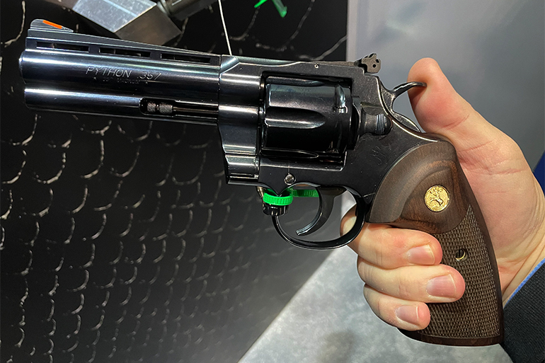 blued 4-inch Colt Python revolver