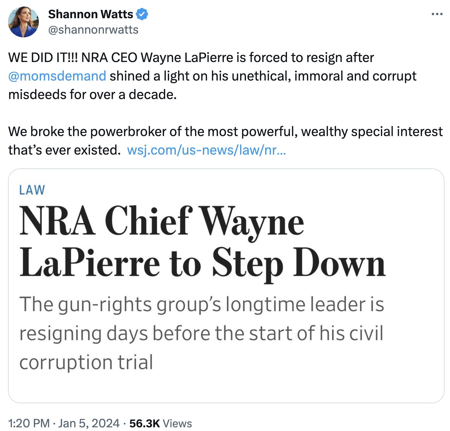Shannon Watts Wayne LaPierre tweet