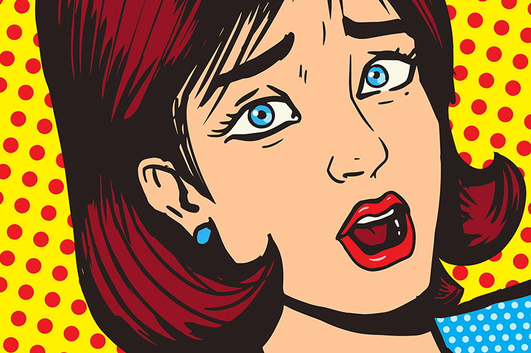 woman cartoon art style worried concerned